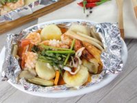 Cách làm Đậu hũ hải sản nướng giấy bạc