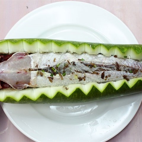 Cá lóc hấp bầu